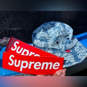 Supreme Fat Tip Jacquard Denim Crusher Bucket Hat, Size: Small/Medium, SS22
